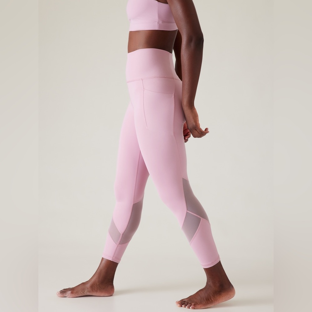 Athleta Pink Leggings High Waist Cropped
